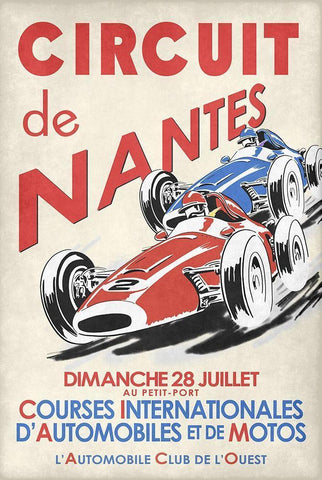 Circuit De Nantes 1946 White Modern Wood Framed Art Print with Double Matting by Rogan, Mark