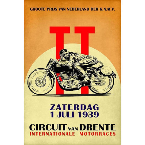 Circuit van Drente TT 1939 Gold Ornate Wood Framed Art Print with Double Matting by Rogan, Mark