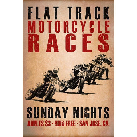 Flat Track Racers Black Modern Wood Framed Art Print with Double Matting by Rogan, Mark