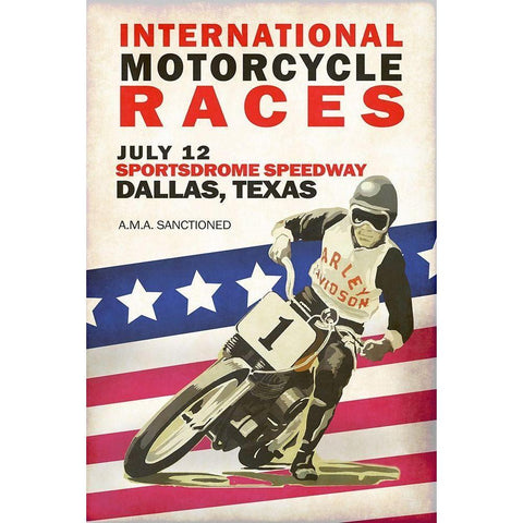 Intl. Motorcycle Races Dallas Gold Ornate Wood Framed Art Print with Double Matting by Rogan, Mark