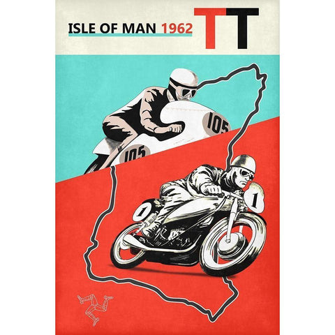 Isle Of Man TT 1962 Black Modern Wood Framed Art Print with Double Matting by Rogan, Mark