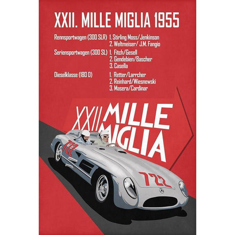 Mille Miglia XXII White Modern Wood Framed Art Print by Rogan, Mark