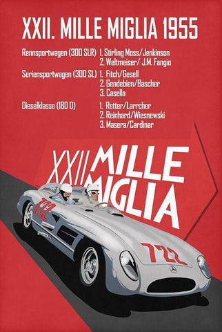 Mille Miglia XXII Black Ornate Wood Framed Art Print with Double Matting by Rogan, Mark