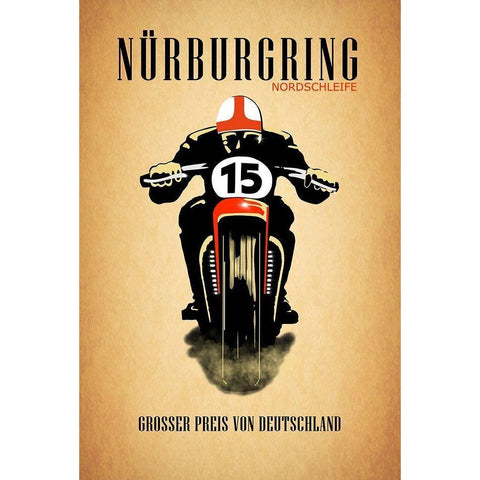 Nurburgring Nordschleife White Modern Wood Framed Art Print by Rogan, Mark