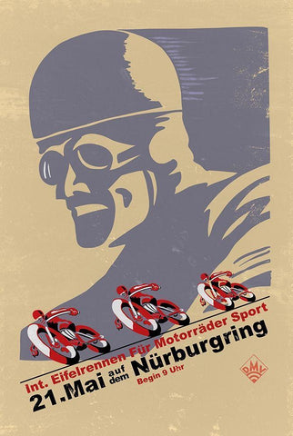 Nurburgring Vintage Racing  Black Ornate Wood Framed Art Print with Double Matting by Rogan, Mark