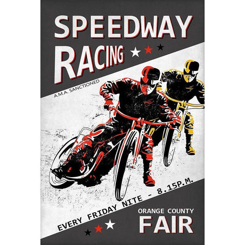 Speedway Racing OC Fair Black Modern Wood Framed Art Print with Double Matting by Rogan, Mark