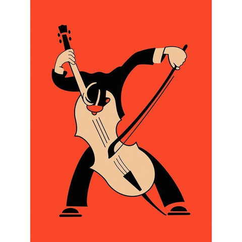 The Cello  White Modern Wood Framed Art Print by Rogan, Mark