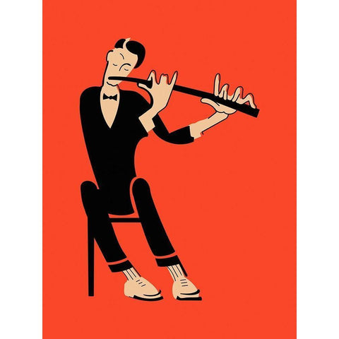 The Flute  White Modern Wood Framed Art Print by Rogan, Mark