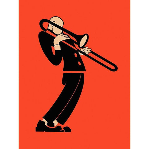 The Trombone  Black Modern Wood Framed Art Print by Rogan, Mark