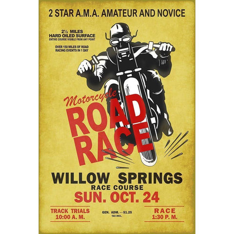 Willow Springs Road Race Gold Ornate Wood Framed Art Print with Double Matting by Rogan, Mark