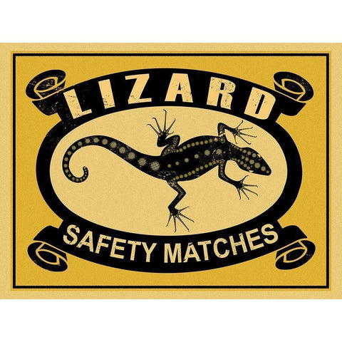 Lizard Safety Matches Gold Ornate Wood Framed Art Print with Double Matting by Rogan, Mark