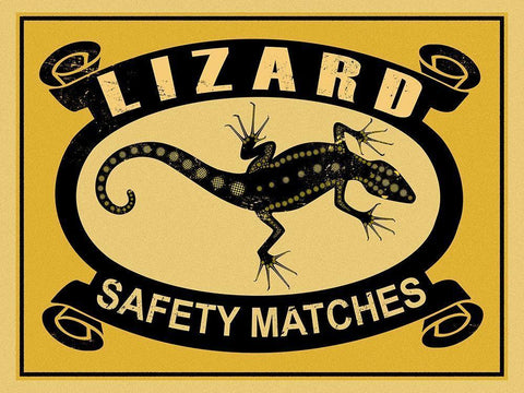 Lizard Safety Matches Black Ornate Wood Framed Art Print with Double Matting by Rogan, Mark