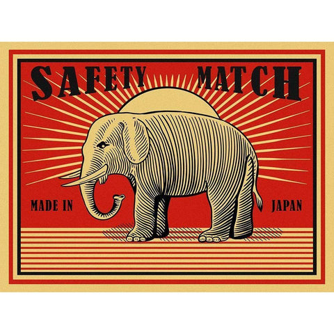 MRoagn Elephant Matches Black Modern Wood Framed Art Print with Double Matting by Rogan, Mark