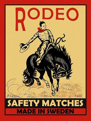 Rodeo Safety Matches Black Ornate Wood Framed Art Print with Double Matting by Rogan, Mark