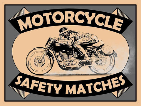 Motorcycle Safety Matches Black Ornate Wood Framed Art Print with Double Matting by Rogan, Mark