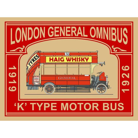 London Bus K-Type Black Modern Wood Framed Art Print with Double Matting by Rogan, Mark