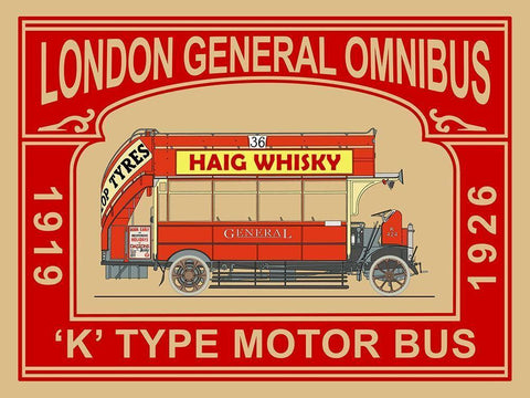 London Bus K-Type Black Ornate Wood Framed Art Print with Double Matting by Rogan, Mark