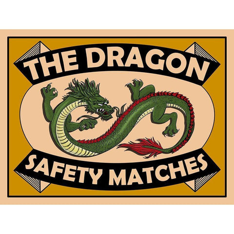 Dragon Safety Matches Black Modern Wood Framed Art Print with Double Matting by Rogan, Mark