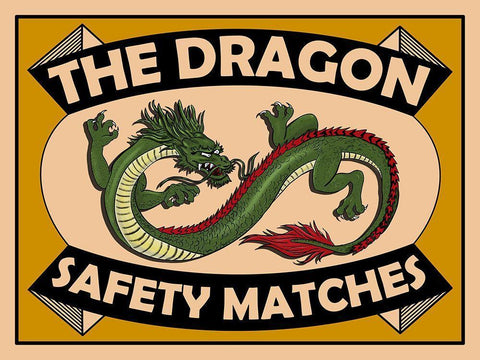 Dragon Safety Matches White Modern Wood Framed Art Print with Double Matting by Rogan, Mark