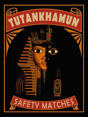 Tutankhamum Safety Matches Black Ornate Wood Framed Art Print with Double Matting by Rogan, Mark