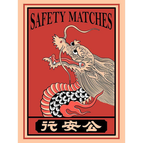 Japanese Dragon Matches White Modern Wood Framed Art Print by Rogan, Mark