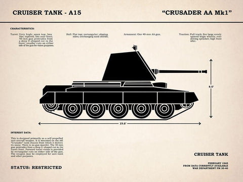 Crusader A15 Tank White Modern Wood Framed Art Print with Double Matting by Rogan, Mark