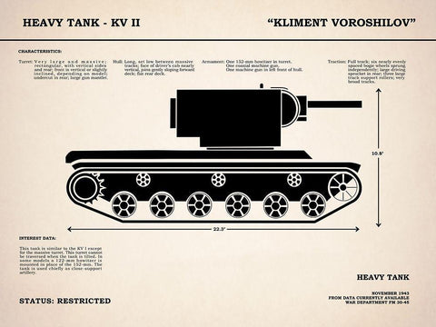 KV2 Heavy Tank White Modern Wood Framed Art Print with Double Matting by Rogan, Mark