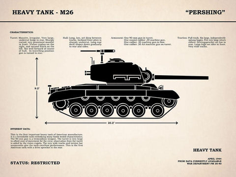 M26 Pershing Tank White Modern Wood Framed Art Print with Double Matting by Rogan, Mark