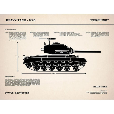 M26 Pershing Tank Black Modern Wood Framed Art Print with Double Matting by Rogan, Mark