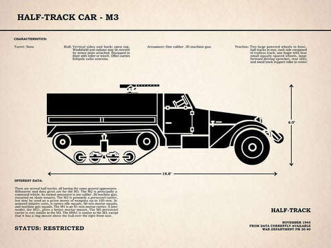 M3 Half Track Car White Modern Wood Framed Art Print with Double Matting by Rogan, Mark