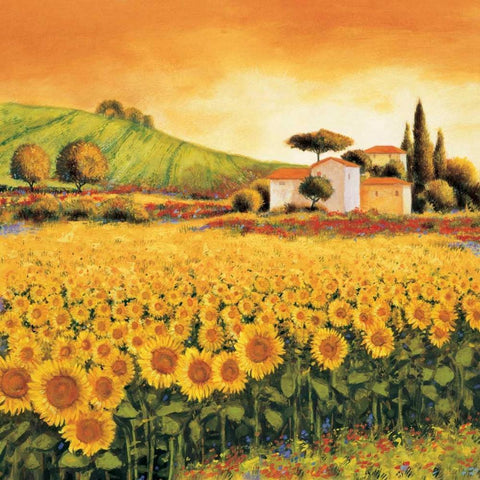 Valley of Sunflowers Gold Ornate Wood Framed Art Print with Double Matting by Leblanc, Richard