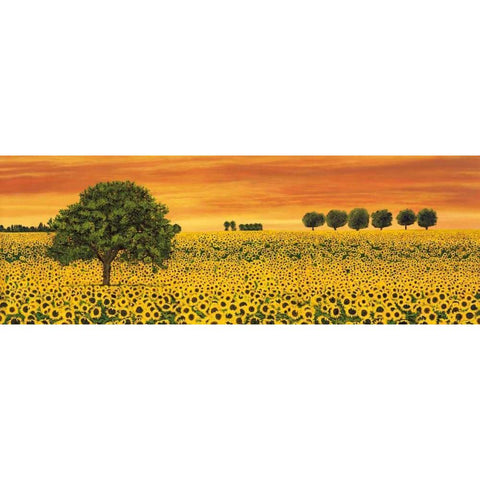 Field of Sunflowers Gold Ornate Wood Framed Art Print with Double Matting by Leblanc, Richard