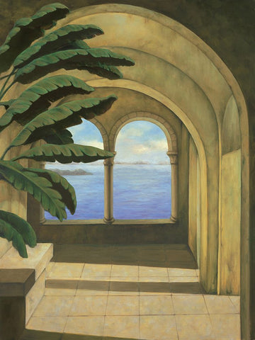 Ocean Villa I White Modern Wood Framed Art Print with Double Matting by Blanco, Samuel