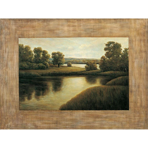 Lake View I Black Modern Wood Framed Art Print with Double Matting by Blanco, Samuel