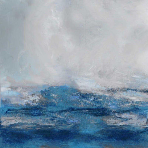 Terra in Blues White Modern Wood Framed Art Print by Messina, Jake