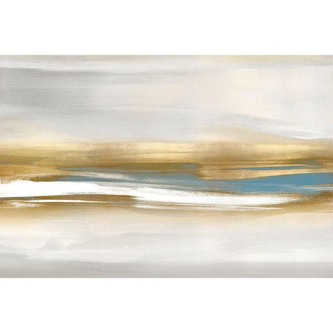 Highlight Gold and Teal I Black Modern Wood Framed Art Print with Double Matting by Messina, Jake