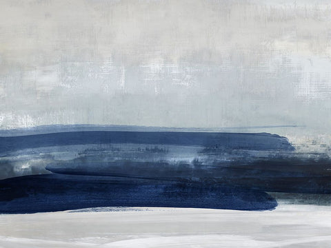 Blue View I White Modern Wood Framed Art Print with Double Matting by Messina, Jake