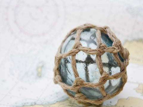 Fishing float on chart Black Ornate Wood Framed Art Print with Double Matting by Plank, Savanah