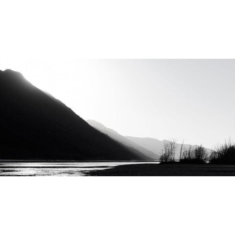 BandW glacial river Black Modern Wood Framed Art Print by Plank, Savanah