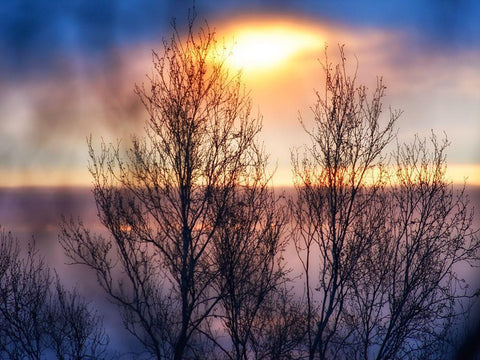 Abstract Sunset White Modern Wood Framed Art Print with Double Matting by Plank, Savanah