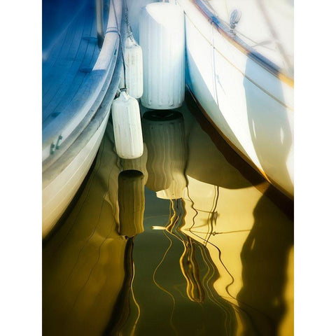 Sailboat summertime harbor Gold Ornate Wood Framed Art Print with Double Matting by Plank, Savanah