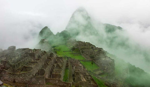 Machu Picchu Mist White Modern Wood Framed Art Print with Double Matting by Bennion, Scott