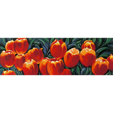 Tulipani rossi Gold Ornate Wood Framed Art Print with Double Matting by Riboli, Stefano