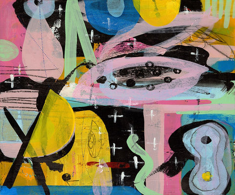 Pink Papaya And Lemons White Modern Wood Framed Art Print with Double Matting by Stevenett, Diane