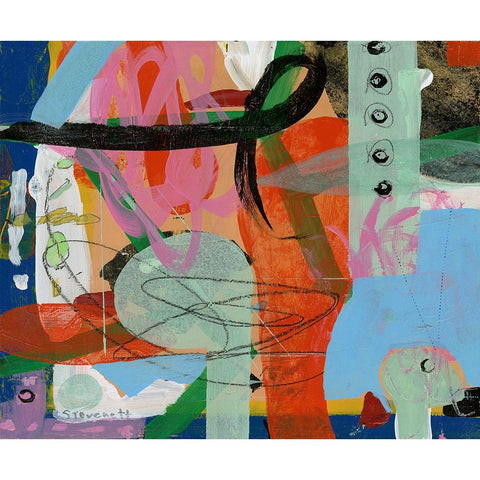 The Blue Chair Black Modern Wood Framed Art Print with Double Matting by Stevenett, Diane