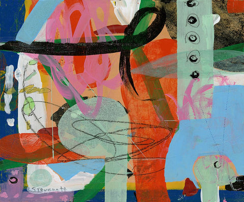 The Blue Chair White Modern Wood Framed Art Print with Double Matting by Stevenett, Diane