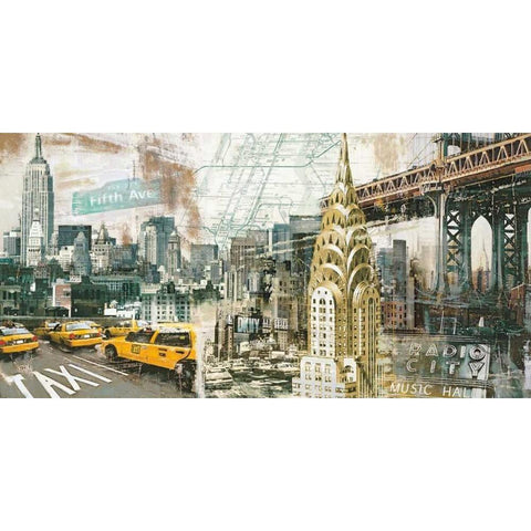 New York Black Modern Wood Framed Art Print with Double Matting by Burke, Tyler