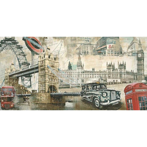 London Black Modern Wood Framed Art Print with Double Matting by Burke, Tyler