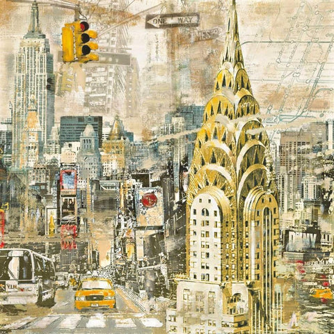 In Manhattan Gold Ornate Wood Framed Art Print with Double Matting by Burke, Tyler