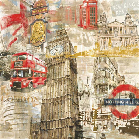 In London White Modern Wood Framed Art Print with Double Matting by Burke, Tyler